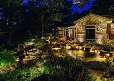 Outdoor Lighting Pond and House